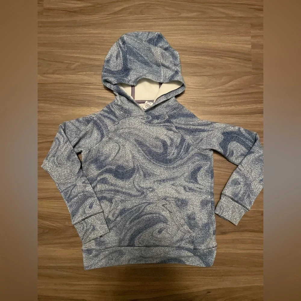 Athleta Girl marble Kids Gray and blue pullover hoodie size S/7